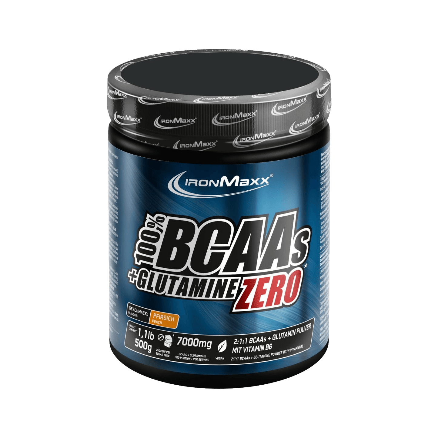 IRONMAXX 100% BCAAs + Glutamine Zero | 500g | Multiple Flavors, Sugar-Free Amino Powder - QIMIA NUTRITION