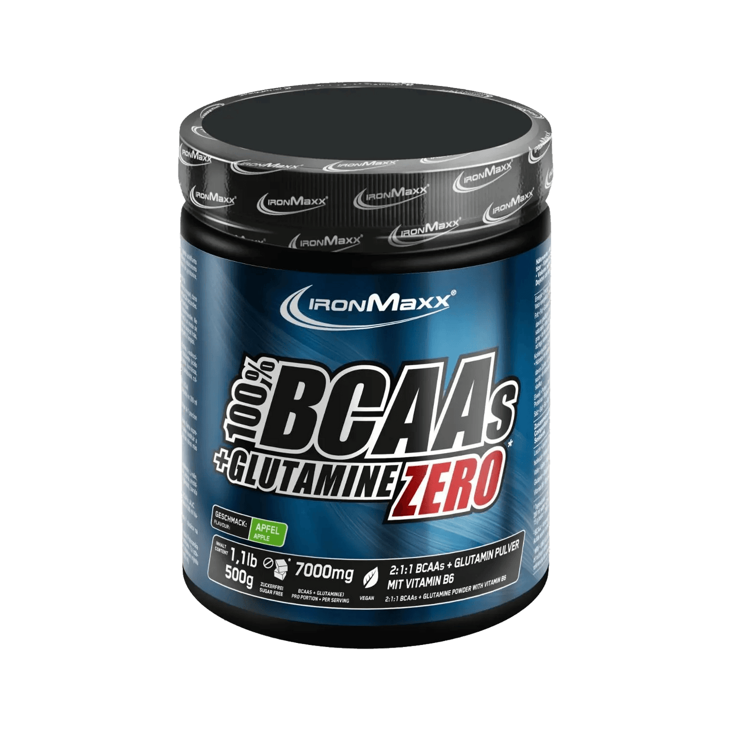 IRONMAXX 100% BCAAs + Glutamine Zero | 500g | Multiple Flavors, Sugar-Free Amino Powder - QIMIA NUTRITION