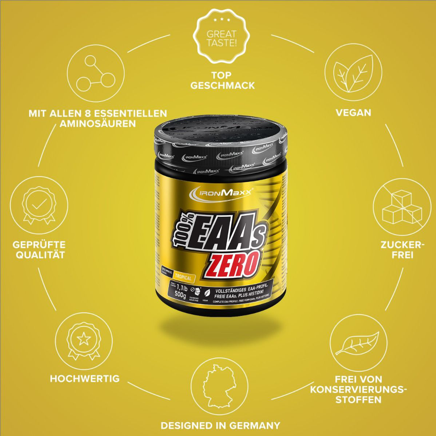 IRONMAXX 100% EAAS ZERO | 500g by IRONMAXX - Premium AMINO ACIDS available at Qimia Nutrition UAE