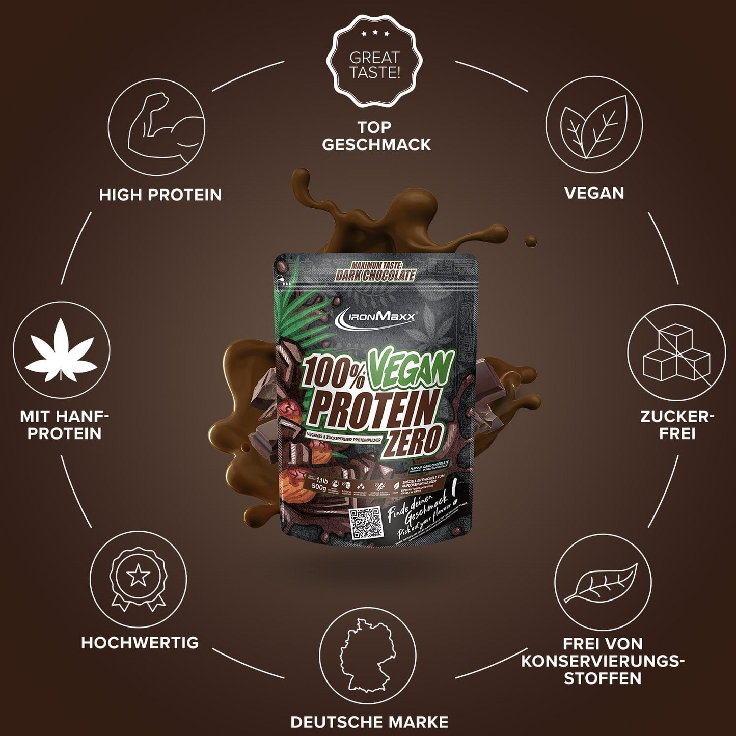 IRONMAXX 100% VEGAN PROTEIN ZERO | 500g by IRONMAXX - Premium PROTEINS available at Qimia Nutrition UAE