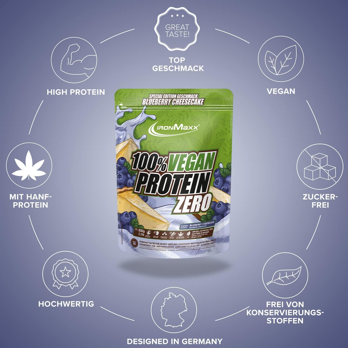 IRONMAXX 100% VEGAN PROTEIN ZERO | 500g by IRONMAXX - Premium PROTEINS available at Qimia Nutrition UAE