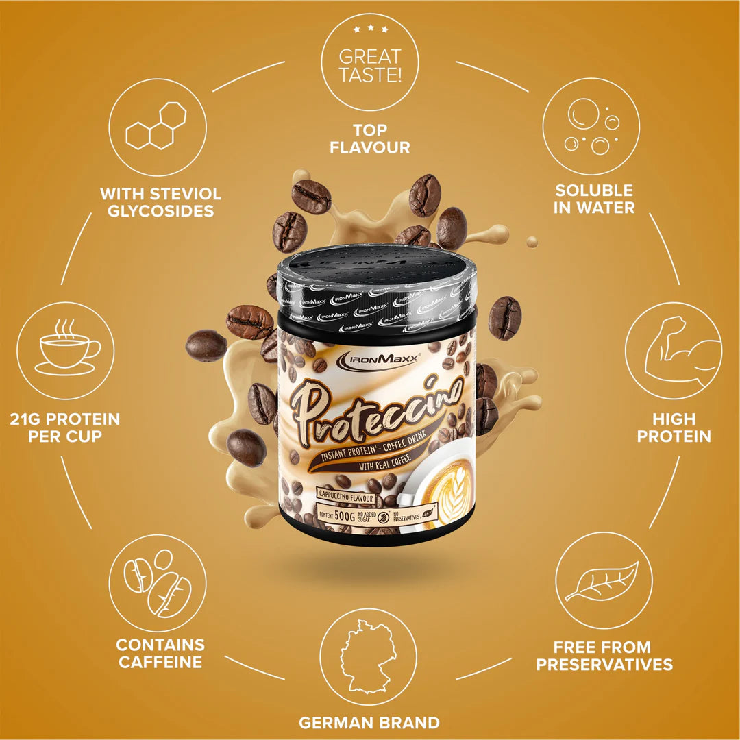 IRONMAXX Proteccino | Protein Coffee with Whey Protein & Real Coffee Extract | 500g | Multiple Flavors Available
