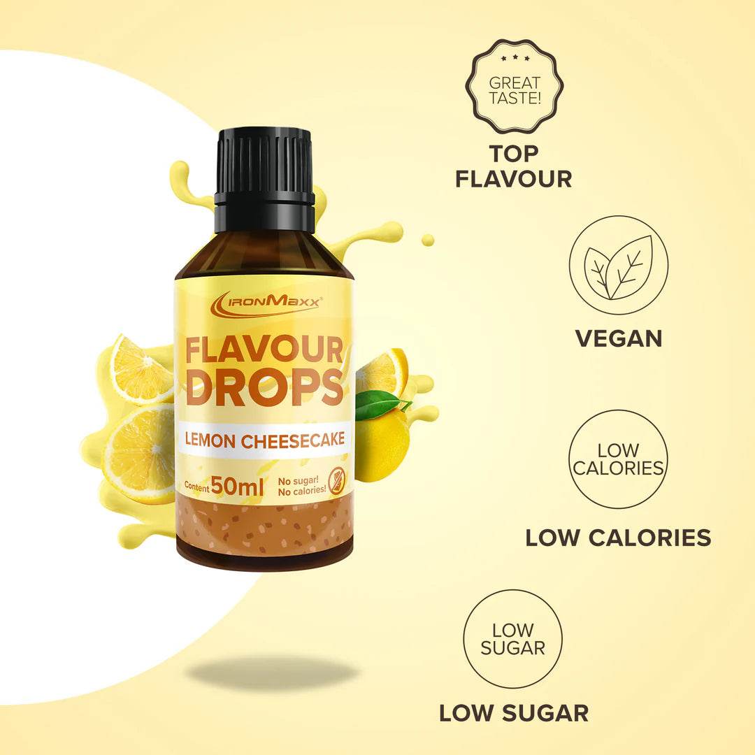 IRONMAXX Flavor Drops | 50ml Bottle | Multiple Flavors, Zero Calorie, Sugar-Free Enhancer - QIMIA NUTRITION