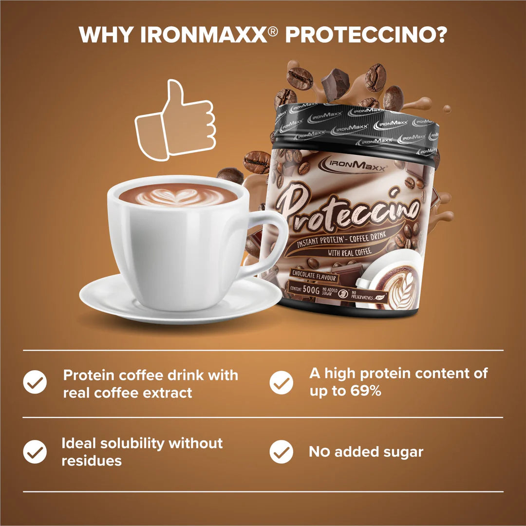 IRONMAXX Proteccino | Protein Coffee with Whey Protein & Real Coffee Extract | 500g | Multiple Flavors Available