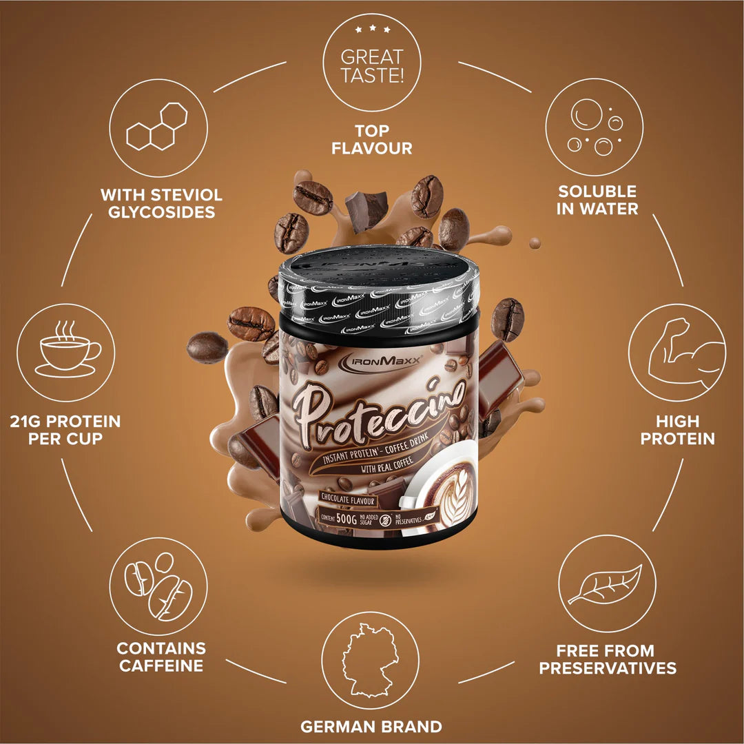 IRONMAXX Proteccino | Protein Coffee with Whey Protein & Real Coffee Extract | 500g | Multiple Flavors Available