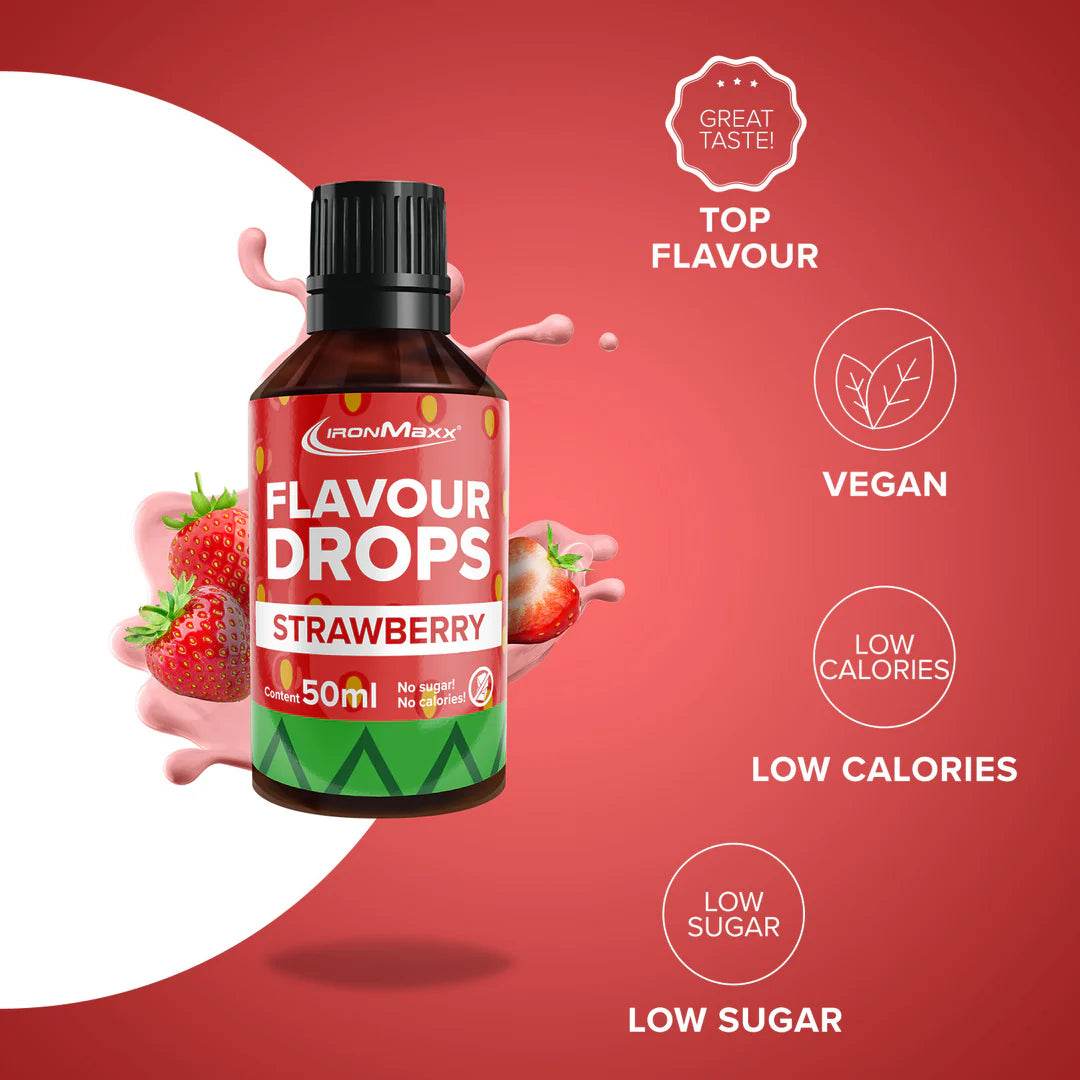 IRONMAXX Flavor Drops | 50ml Bottle | Multiple Flavors, Zero Calorie, Sugar-Free Enhancer - QIMIA NUTRITION