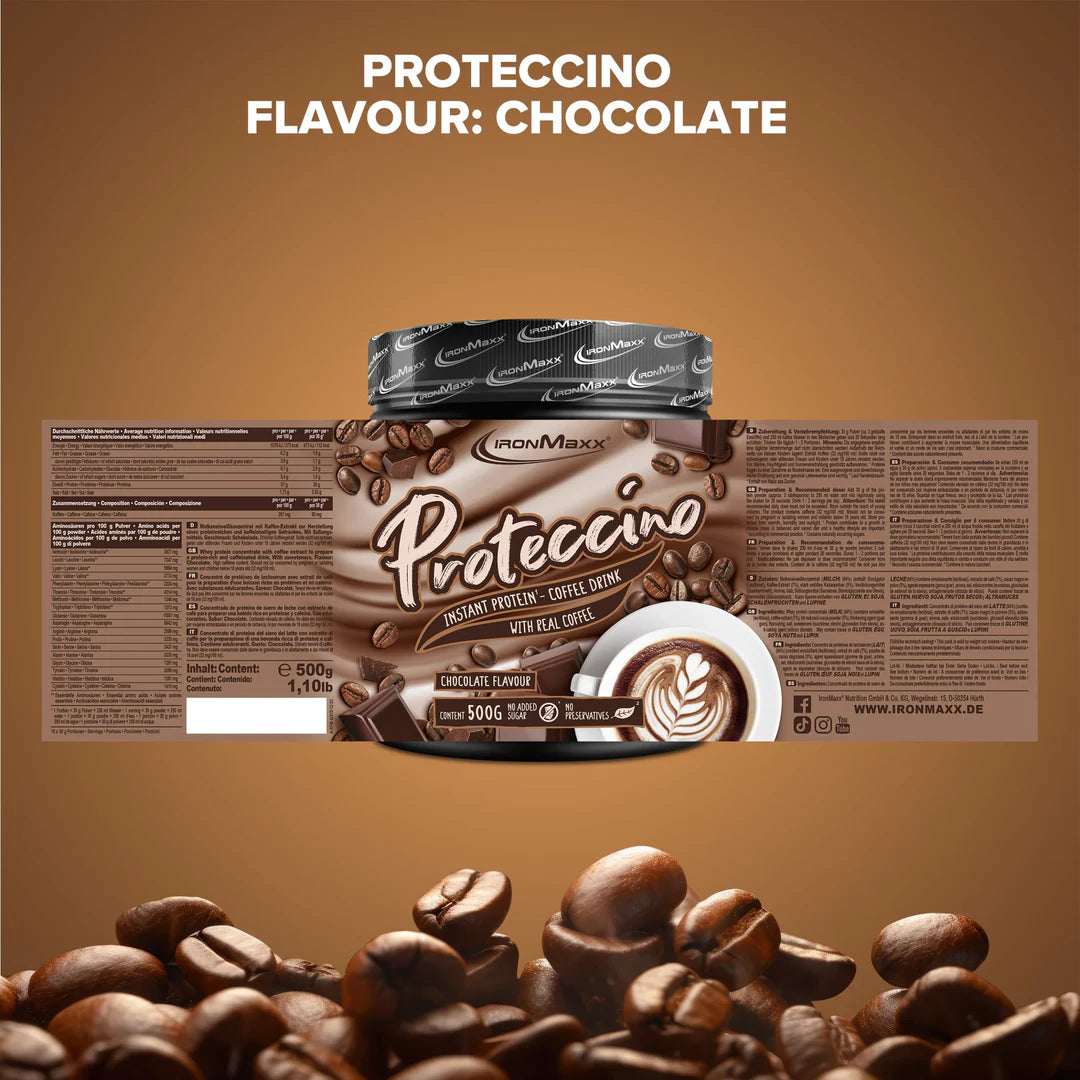IRONMAXX Proteccino | Protein Coffee with Whey Protein & Real Coffee Extract | 500g | Multiple Flavors Available
