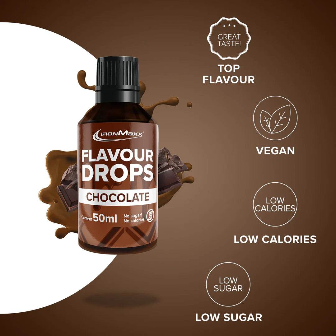 IRONMAXX Flavor Drops | 50ml Bottle | Multiple Flavors, Zero Calorie, Sugar-Free Enhancer - QIMIA NUTRITION