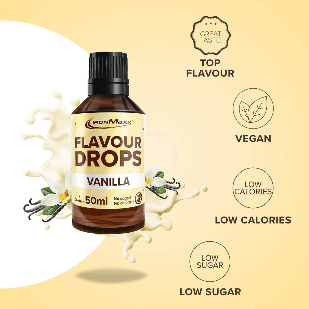 IRONMAXX Flavor Drops | 50ml Bottle | Multiple Flavors, Zero Calorie, Sugar-Free Enhancer - QIMIA NUTRITION