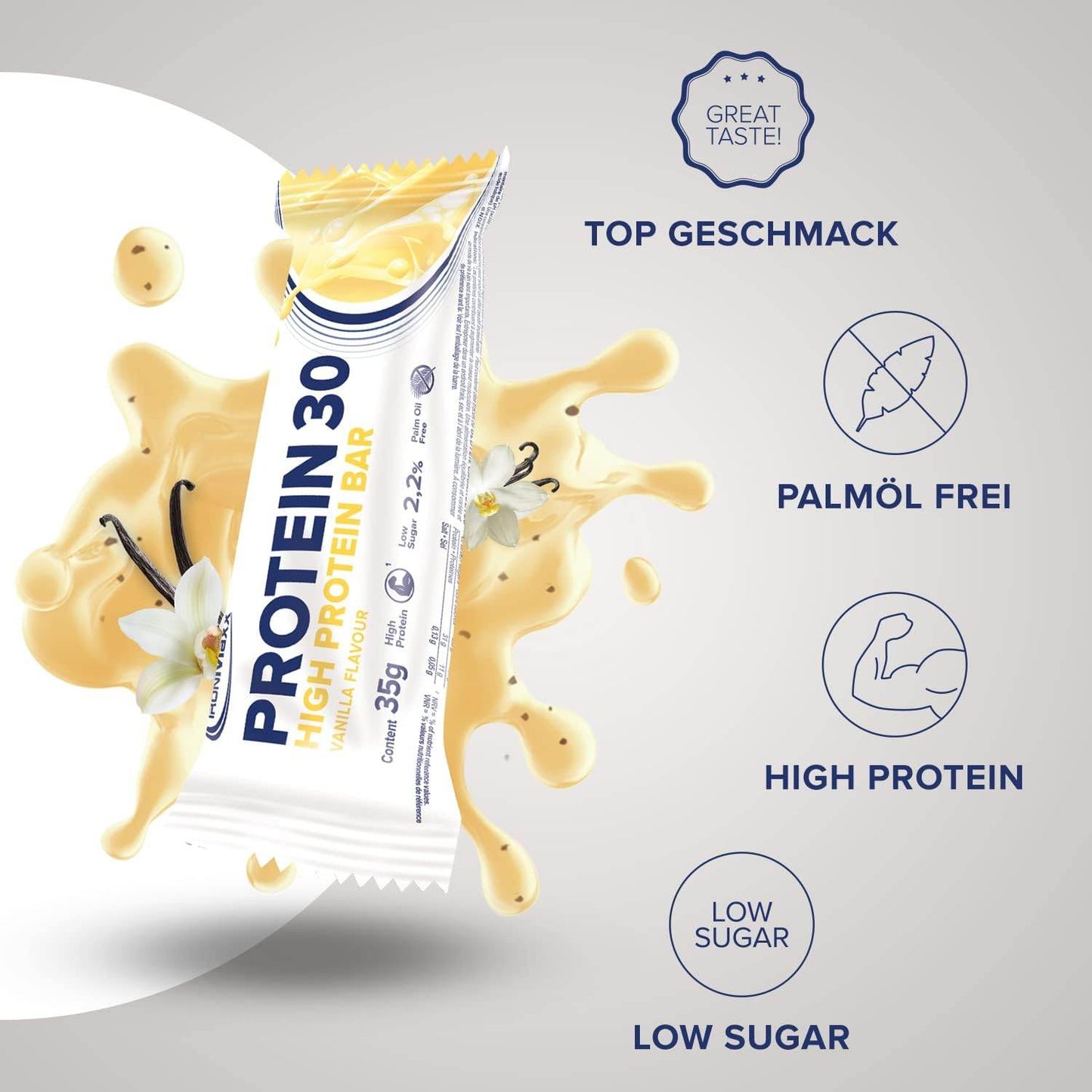 IRONMAXX PROTEIN 30 Bar | 24 x 35g | 30% Protein, Multiple Flavours, Low Sugar, Vitamin-Enriched - QIMIA NUTRITION