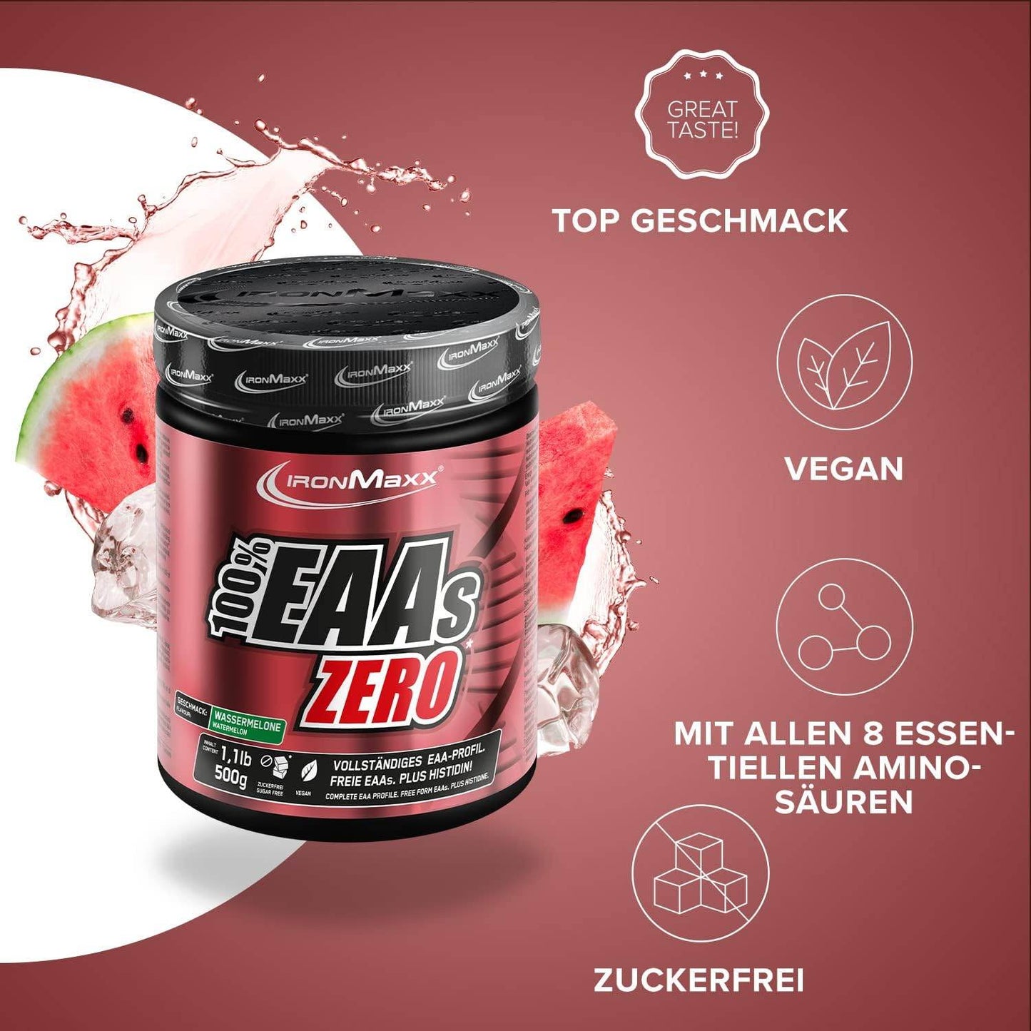 IRONMAXX 100% EAAs Zero | Essential Amino Acids + Histidine | 500g | Multiple Flavors Available - QIMIA NUTRITION