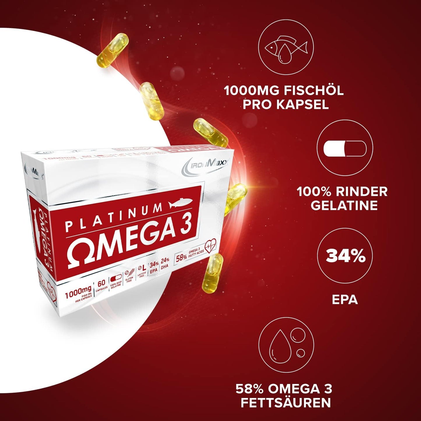 IRONMAXX PLATINUM OMEGA 3 | 60 caps by IRONMAXX - Premium FATTY ACIDS available at Qimia Nutrition UAE