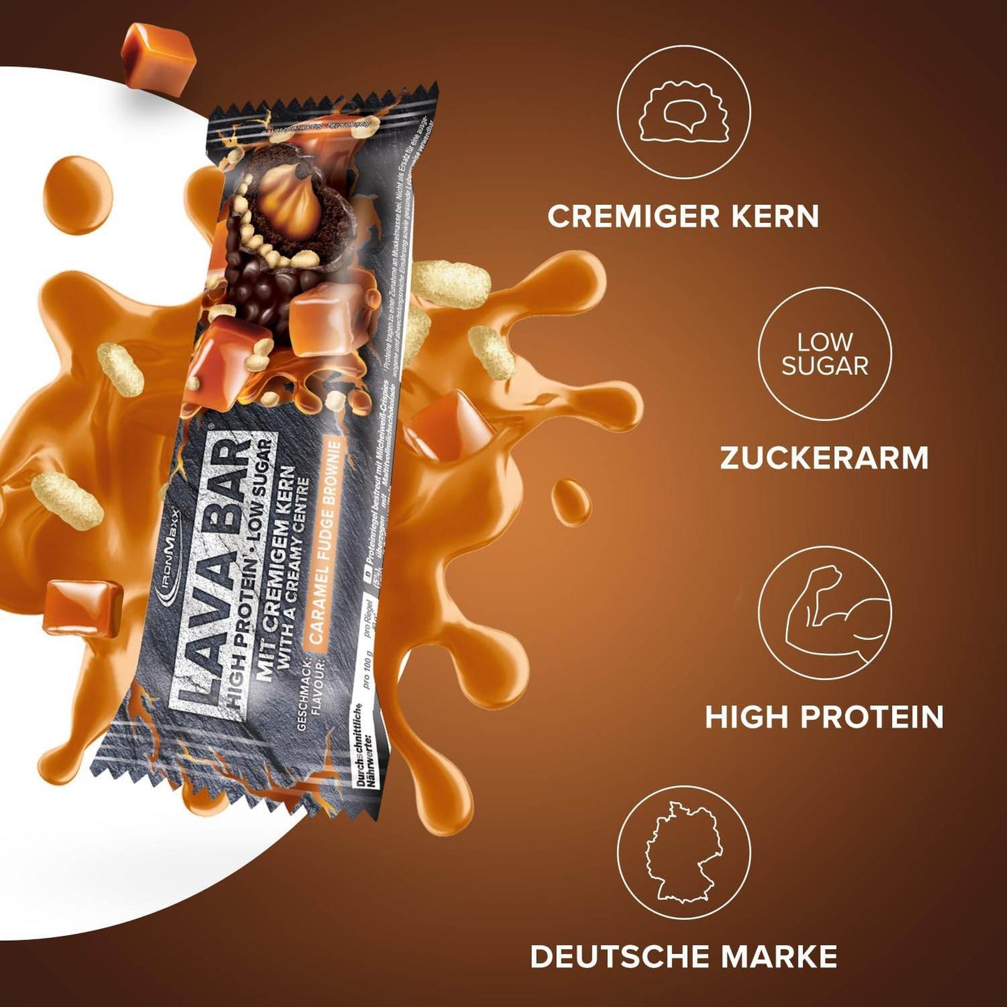 IRONMAXX Lava Protein Bar | 18 x 40g | Multiple Flavours, Creamy Core, High Protein, Low Sugar - QIMIA NUTRITION