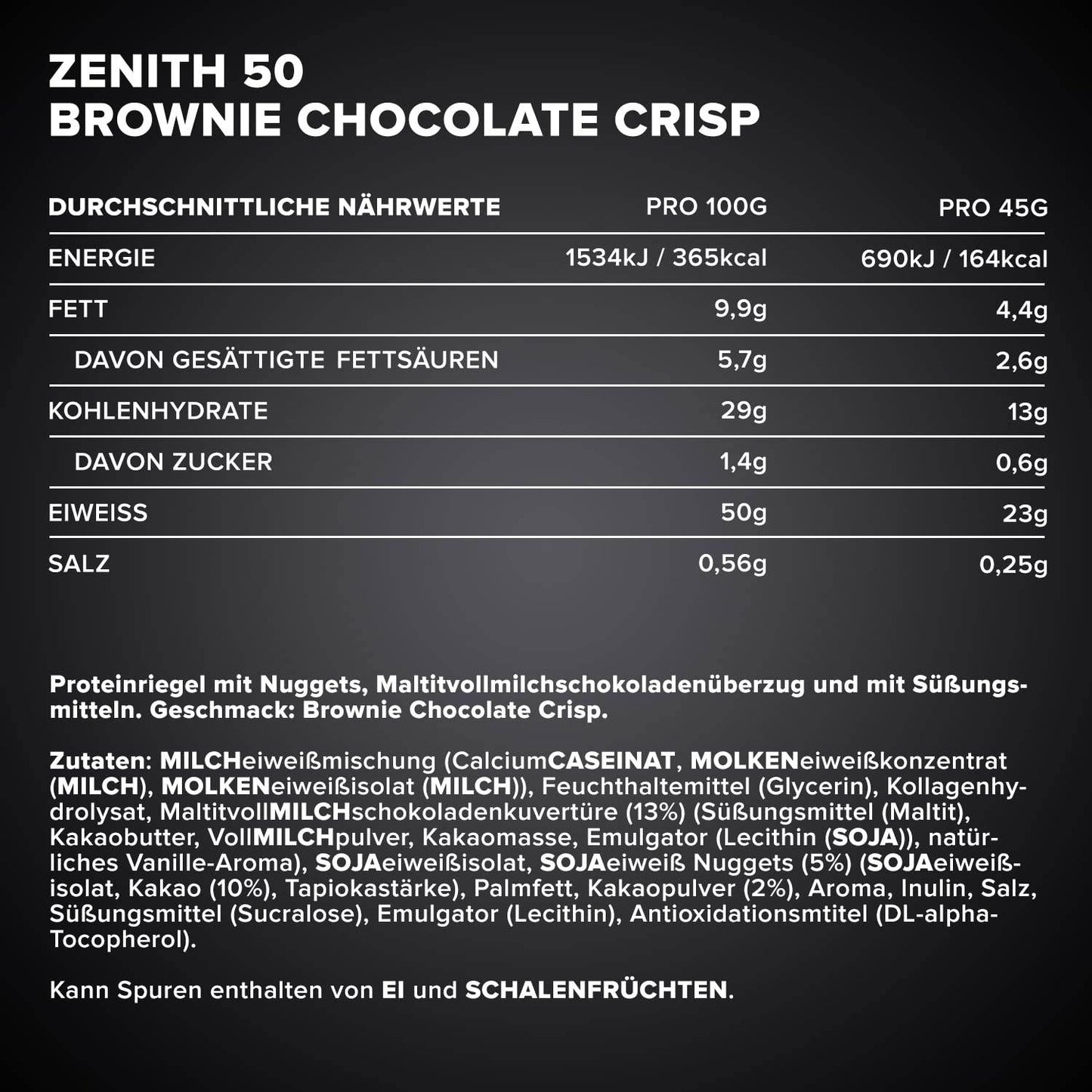 IRONMAXX ZENITH 50 Protein Bar 45g | 50% Protein, Low Sugar - QIMIA NUTRITION