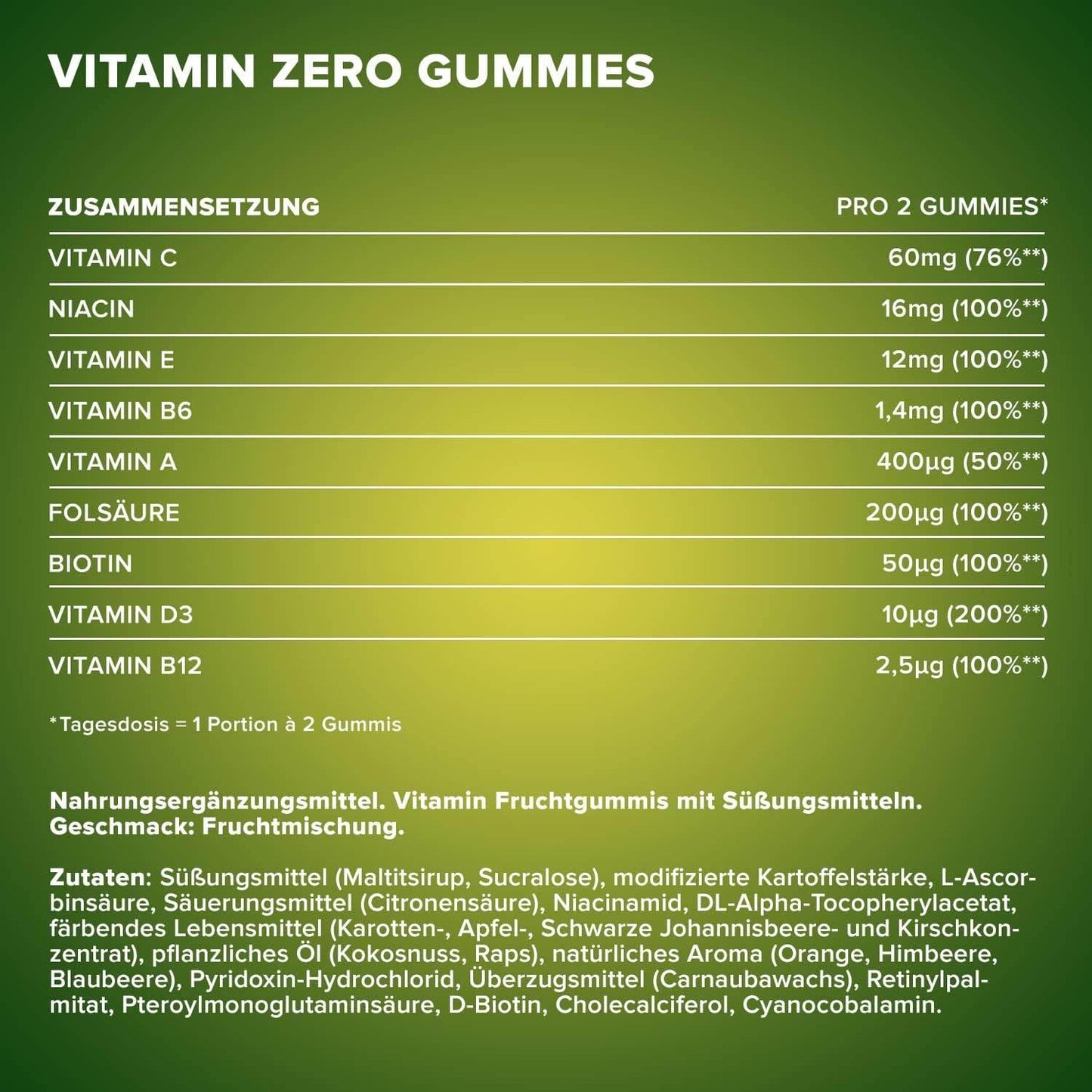 VITAMIN ZERO GUMMIES | 60gummies - Qimia Nutrition