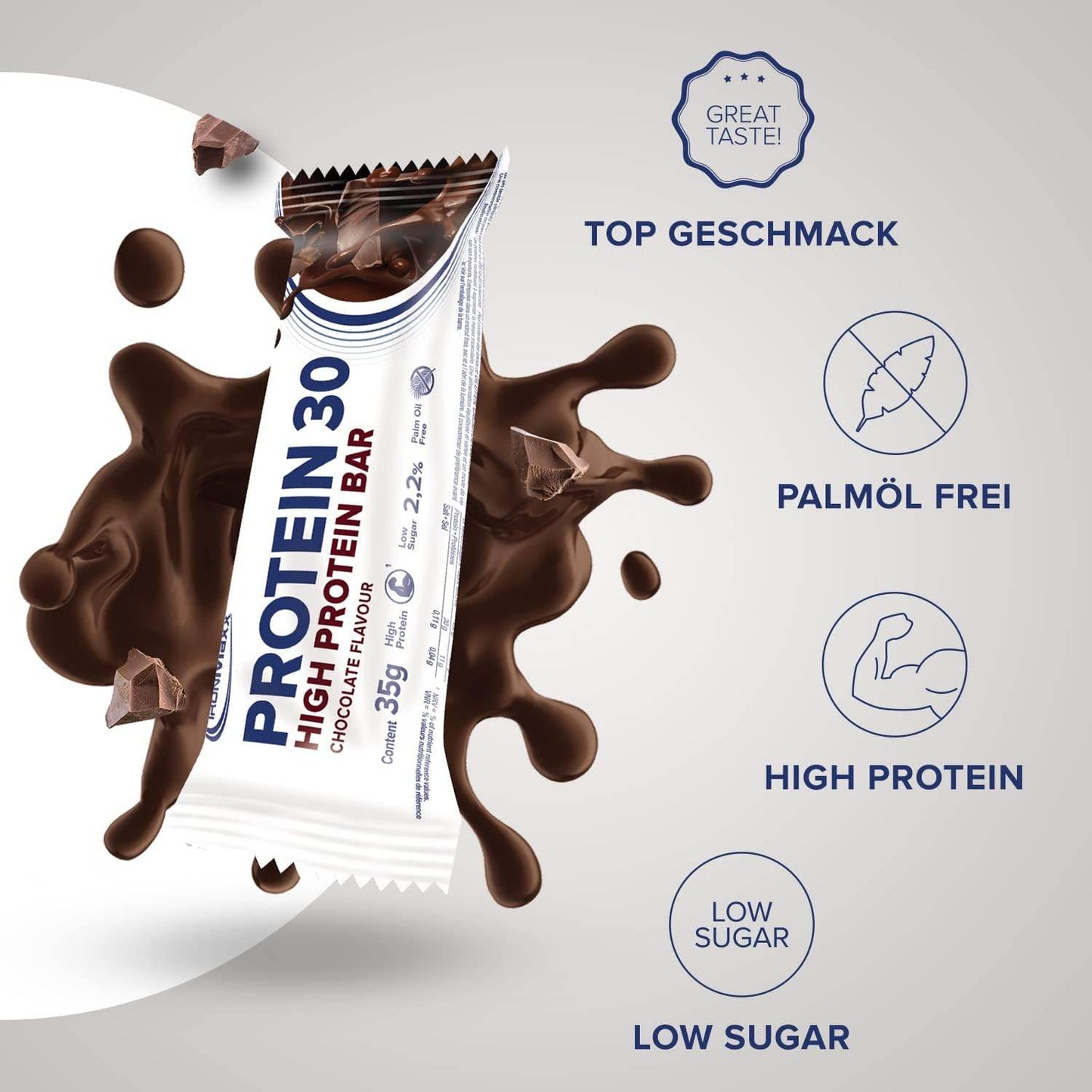 IRONMAXX PROTEIN 30 Bar | 24 x 35g | 30% Protein, Multiple Flavours, Low Sugar, Vitamin-Enriched - QIMIA NUTRITION