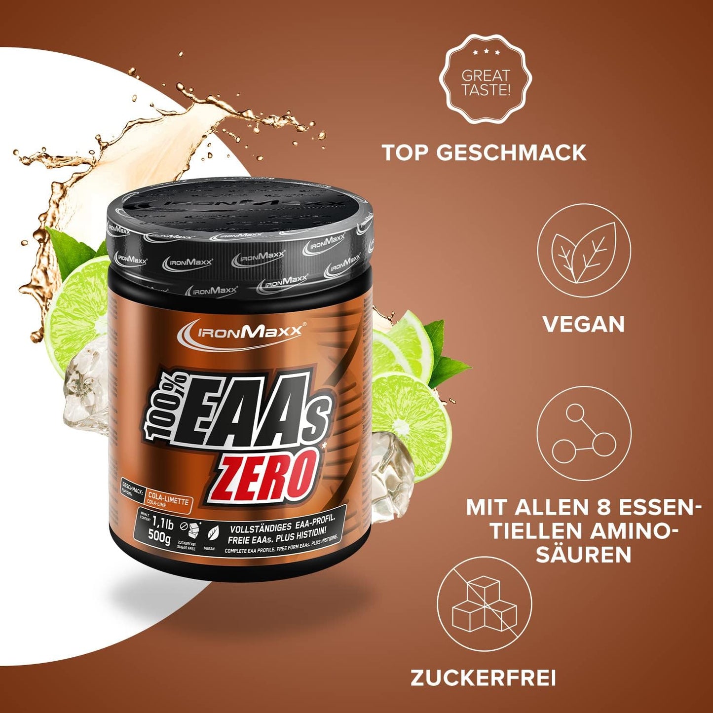 IRONMAXX 100% EAAS ZERO | 500g by IRONMAXX - Premium AMINO ACIDS available at Qimia Nutrition UAE