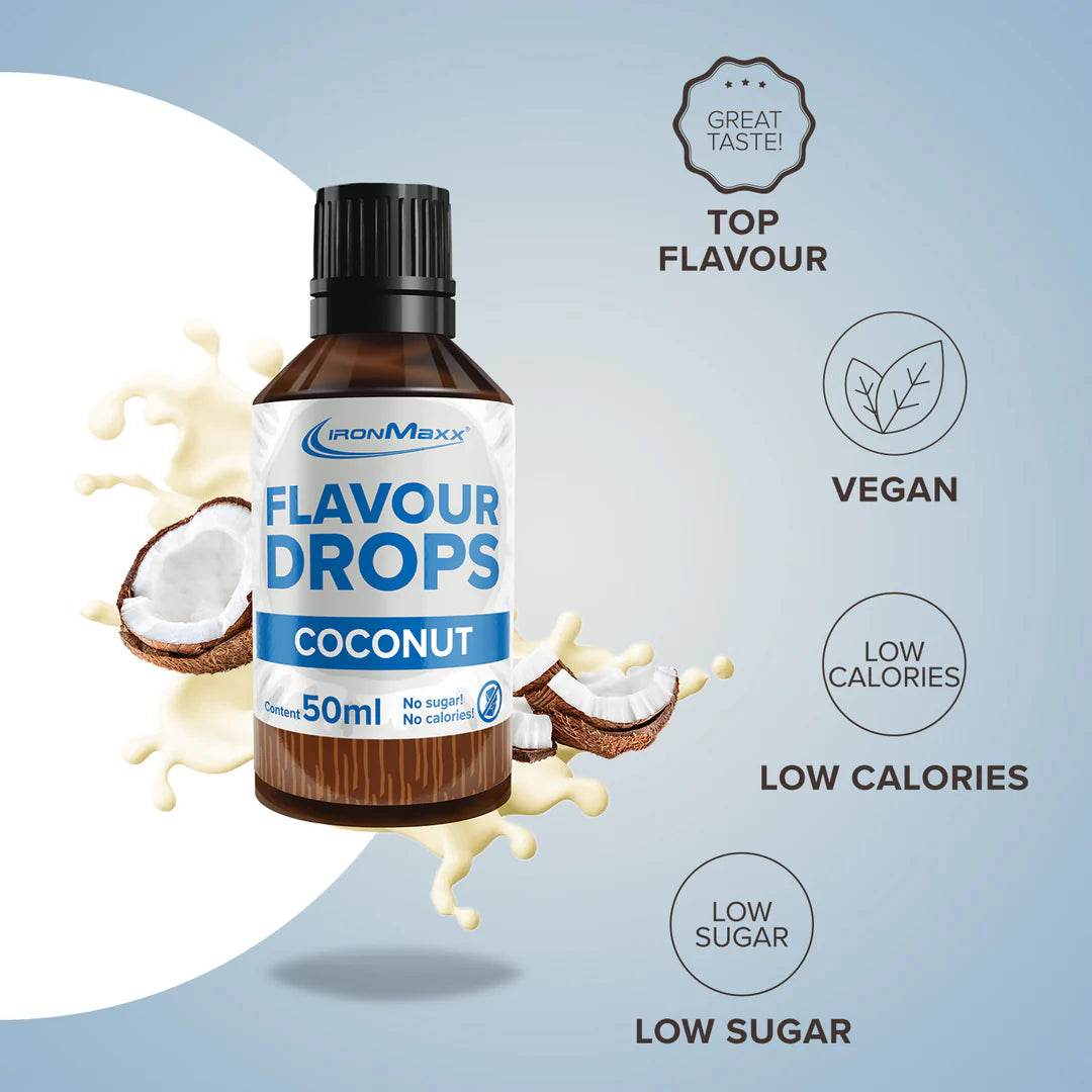 IRONMAXX Flavor Drops | 50ml Bottle | Multiple Flavors, Zero Calorie, Sugar-Free Enhancer - QIMIA NUTRITION