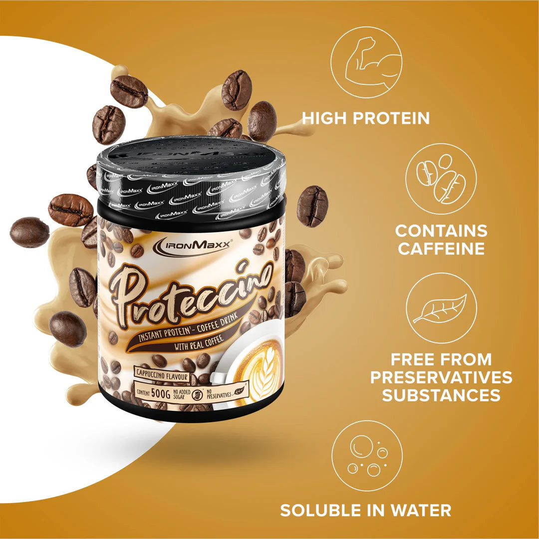IRONMAXX Proteccino | Protein Coffee with Whey Protein & Real Coffee Extract | 500g | Multiple Flavors Available