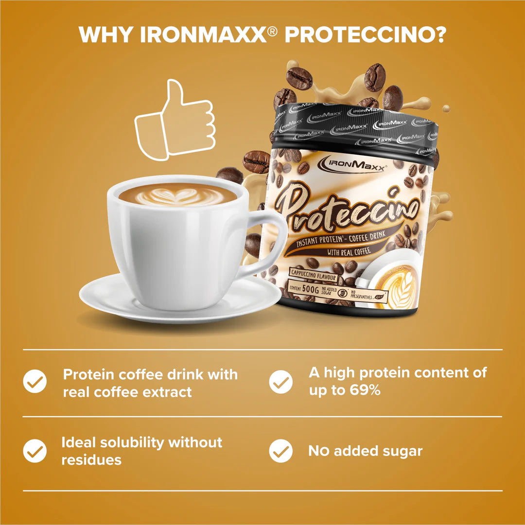 IRONMAXX Proteccino | Protein Coffee with Whey Protein & Real Coffee Extract | 500g | Multiple Flavors Available