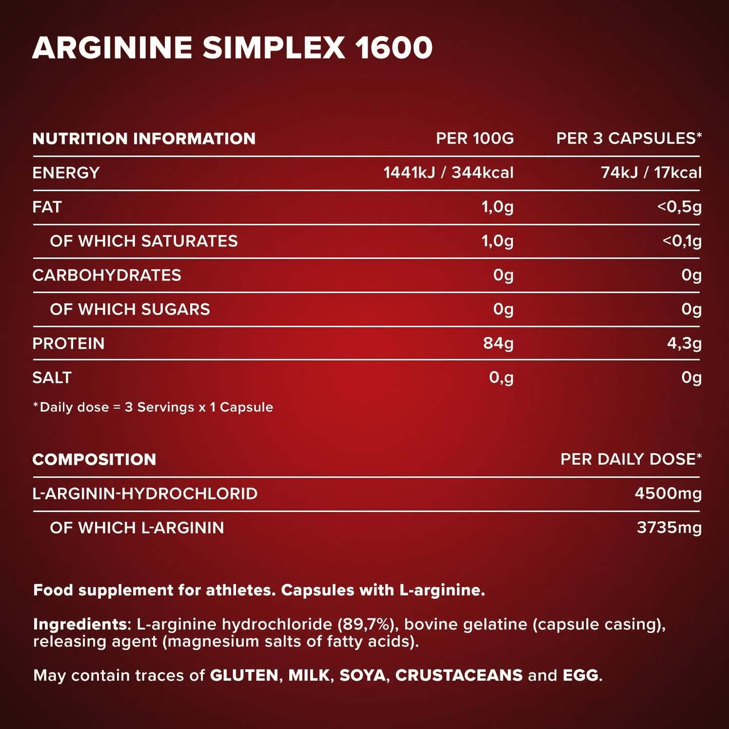 IRONMAXX Arginine Simplex 1600 | 300 TRICAPS - QIMIA NUTRITION
