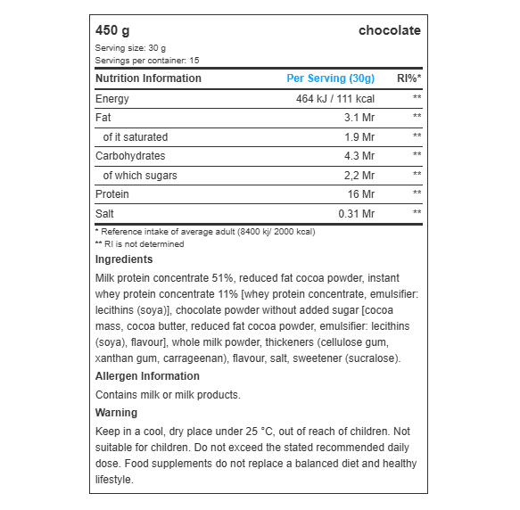 Hot Chocolate Protein | 450g | 16g Protein, Low Sugar Cocoa Drink - Qimia Nutrition