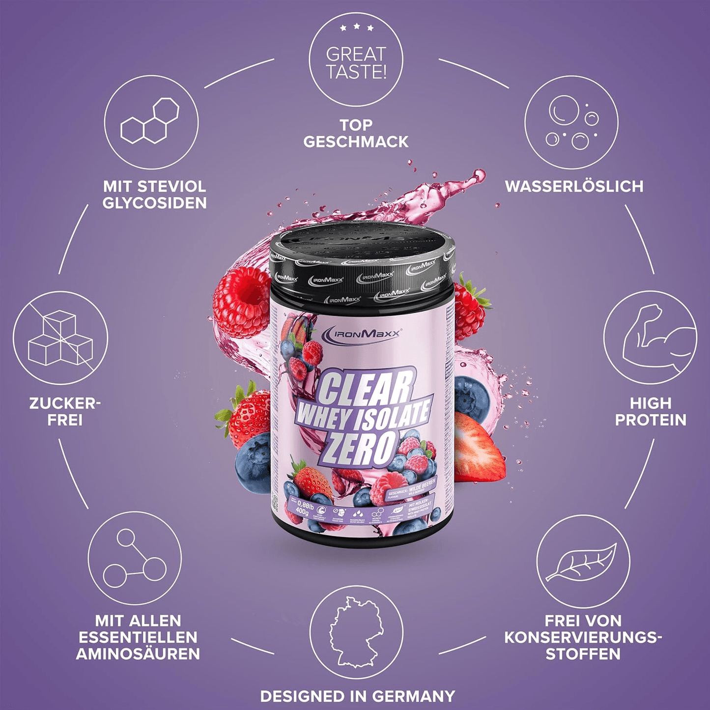IRONMAXX CLEAR 100% WHEY ISOLATE ZERO | 400g | Multiple Flavors, Refreshing & Sugar-Free Protein - QIMIA NUTRITION