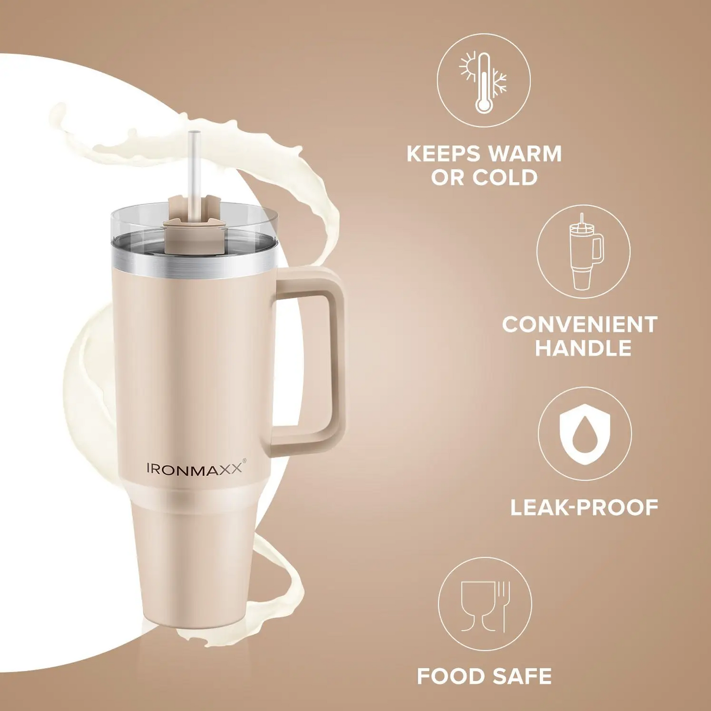 IRONMAXX CUP WITH HANDLE | 1.2L by IRONMAXX - Premium ACCESSORY available at Qimia Nutrition UAE