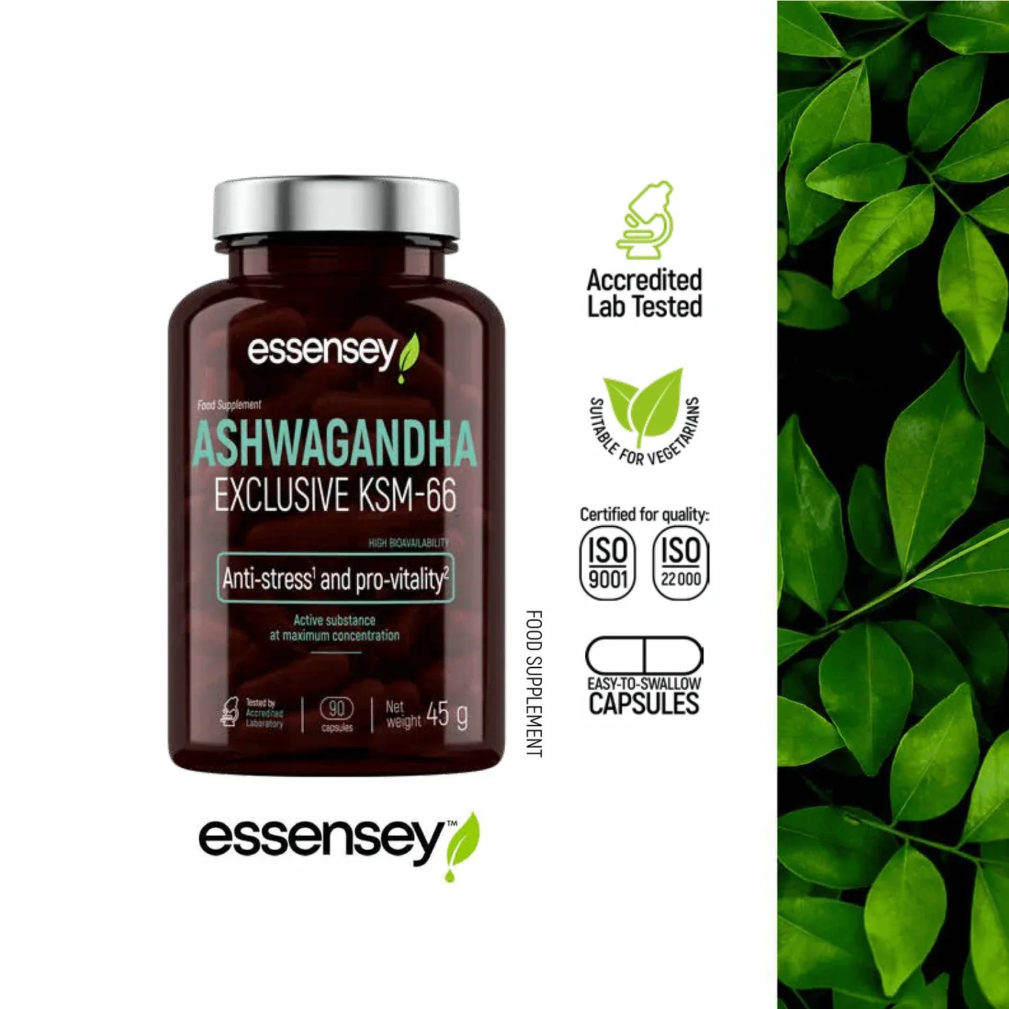 ESSENSEY ASHWAGANDHA EXCLUSIVE KSM-66 | 90cap - Qimia Nutrition