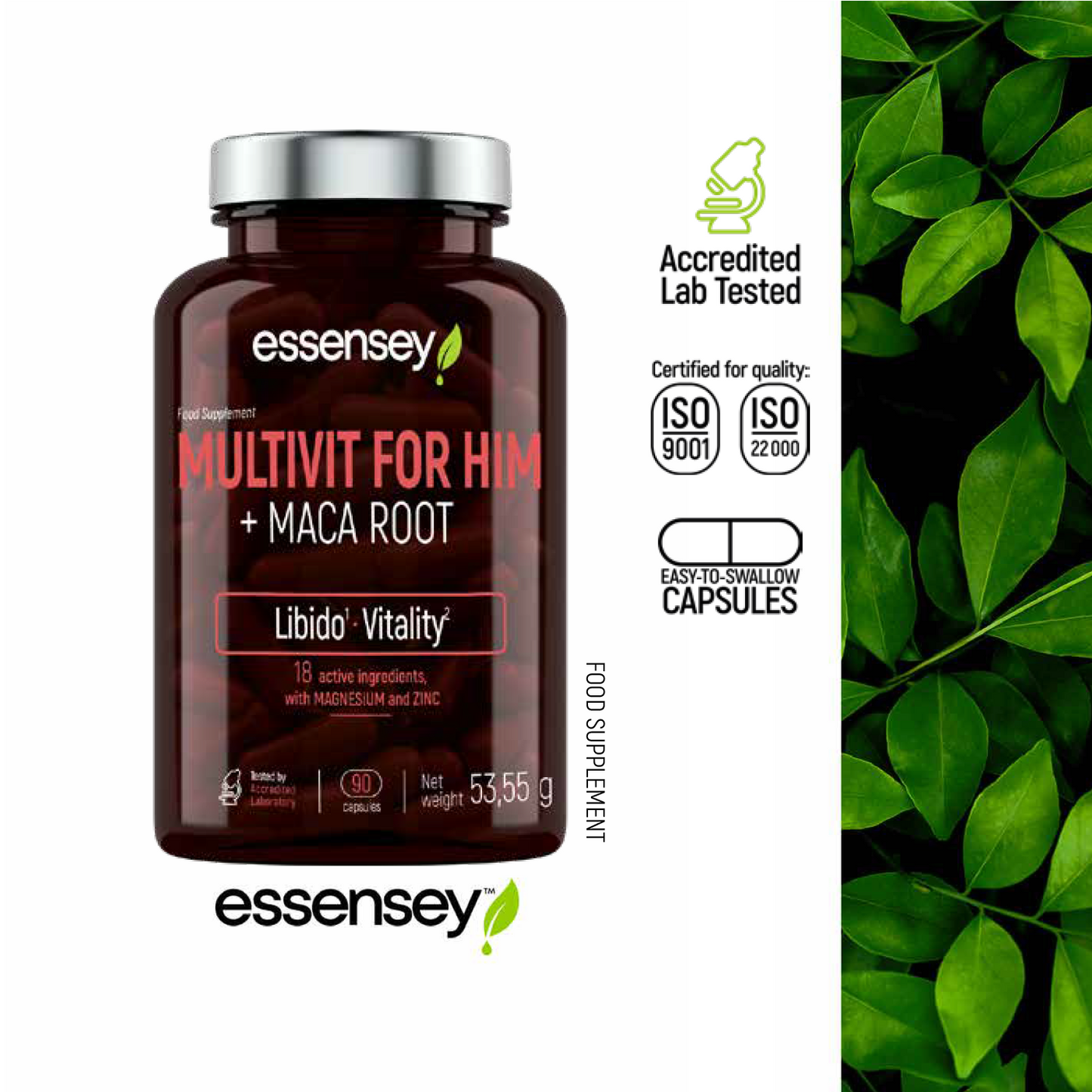 ESSENSEY MULTIVIT FOR HIM + MACA ROOT | 90cap by TREC - Premium VITAMINS available at Qimia Nutrition UAE