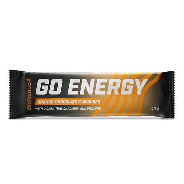 GO ENERGY BAR 40g, pack of 32 | WITH L-CARNITINE, CHROMIUM, VITAMINS AND FRUIT JELLY - Qimia Nutrition
