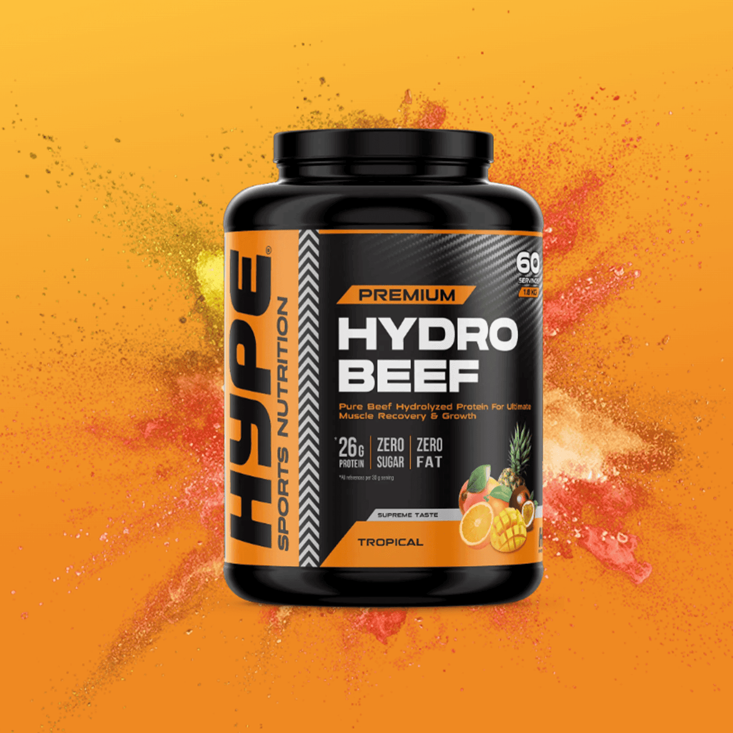 HYPE HYDRO BEEF Protein Powder | 1800 grams | Pure Hydrolyzed Beef Protein for Muscle & Joint Support - QIMIA NUTRITION