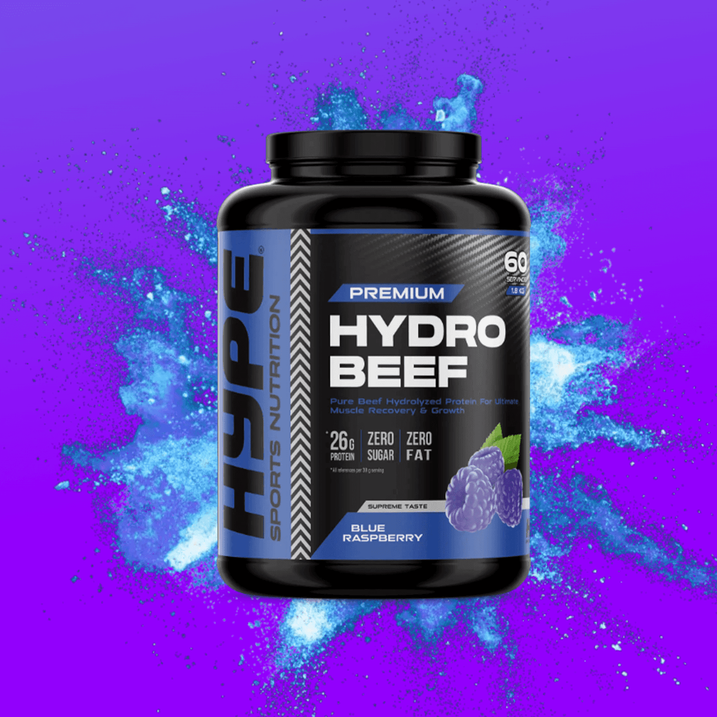 HYPE HYDRO BEEF Protein Powder | 1800 grams | Pure Hydrolyzed Beef Protein for Muscle & Joint Support - QIMIA NUTRITION