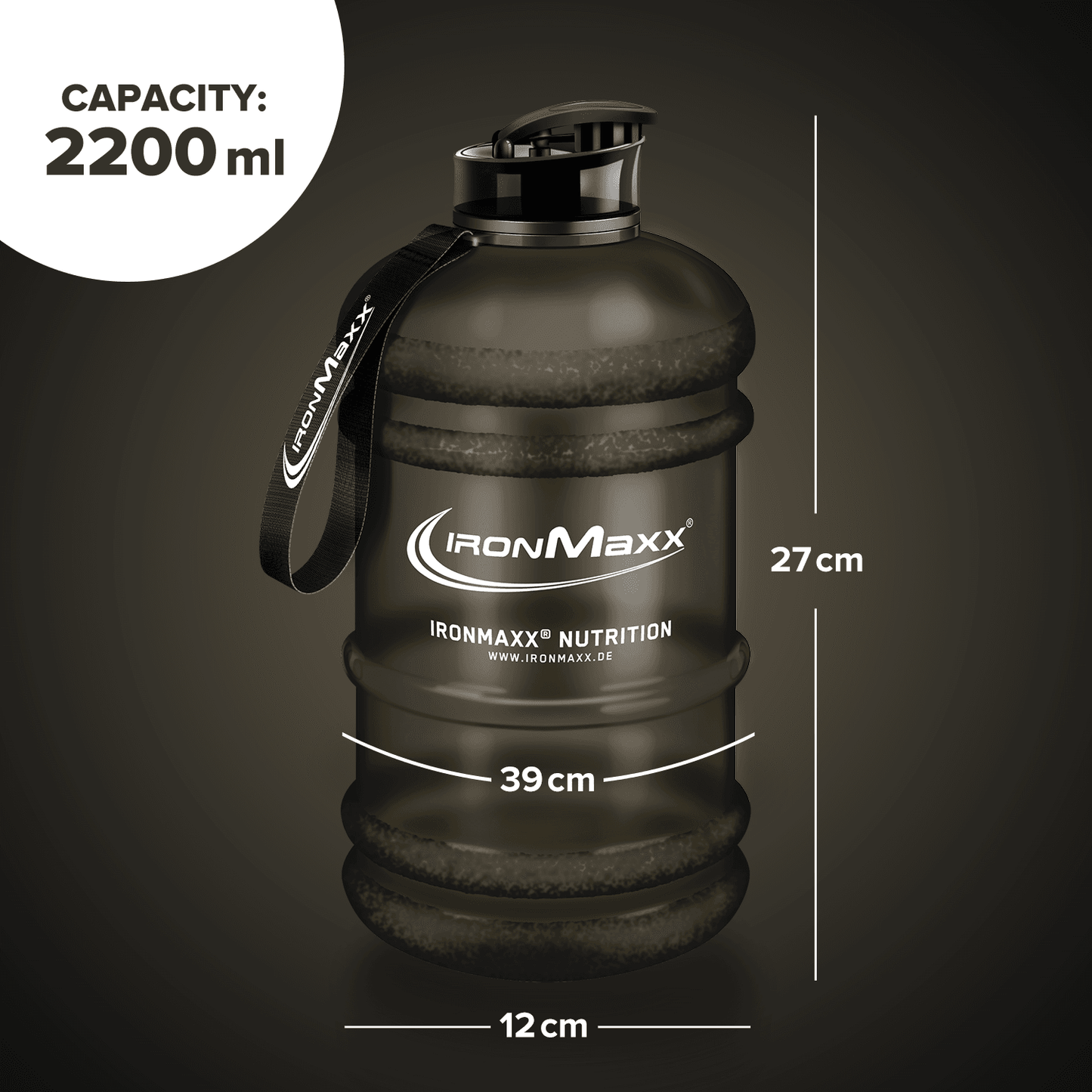 IRONMAXX WATER GALLON | 2200ml | Leak-Proof BPA-Free Hydration Bottle - QIMIA NUTRITION
