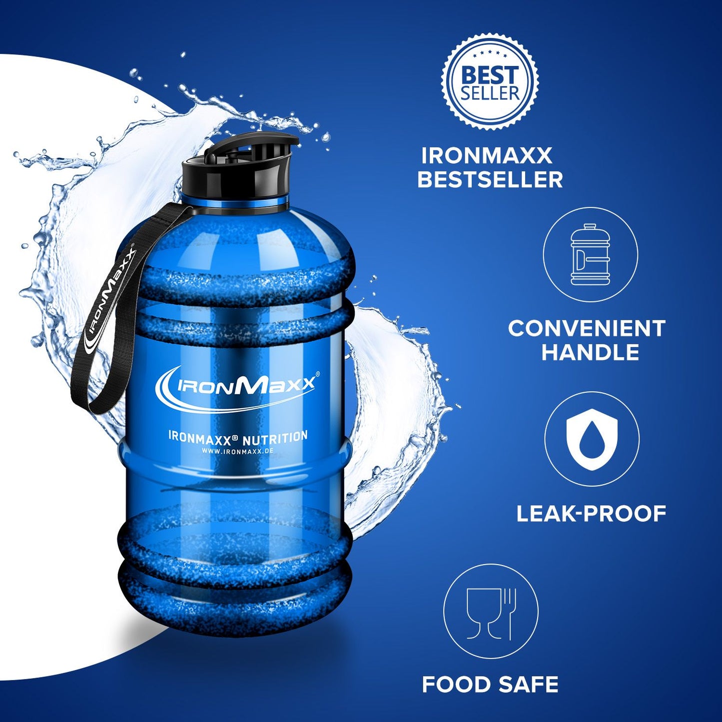 IRONMAXX IM WATER GALLON - 2200ML by IRONMAXX - Premium ACCESSORY available at Qimia Nutrition UAE