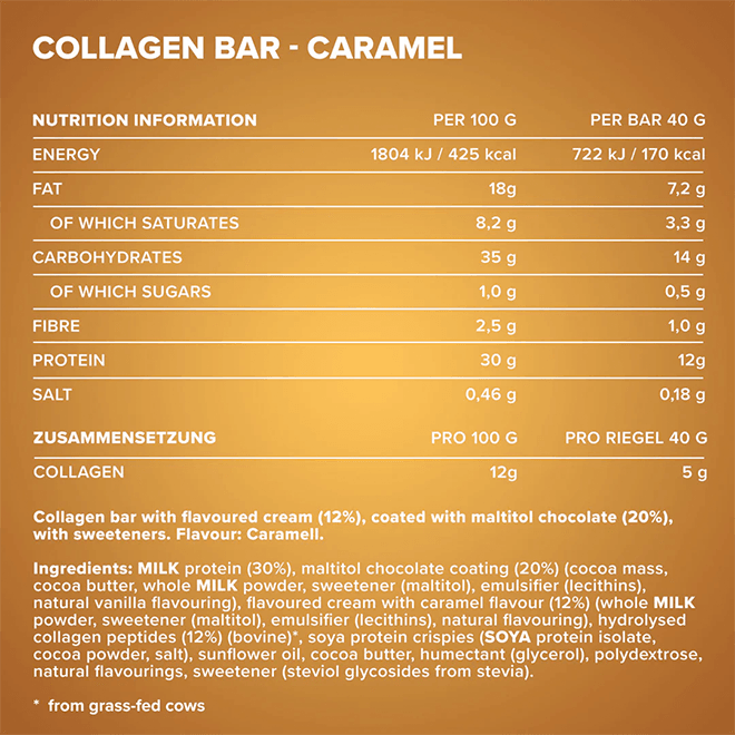 IRONMAXX Collagen Bar | 12 x 40g | Multiple Flavours, Grass-Fed Collagen, Low Sugar, High Protein - QIMIA NUTRITION