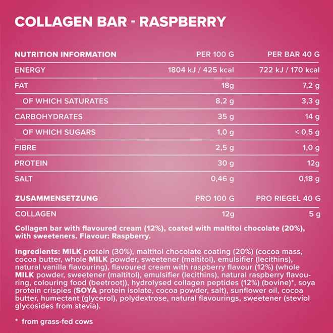 IRONMAXX Collagen Bar | 12 x 40g | Multiple Flavours, Grass-Fed Collagen, Low Sugar, High Protein - QIMIA NUTRITION