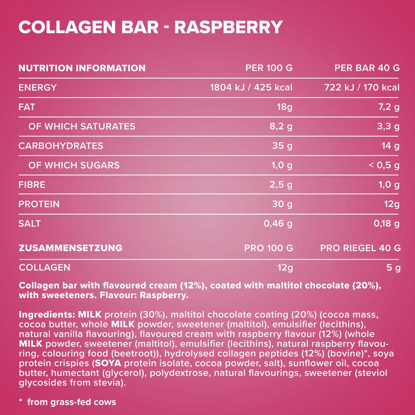 IRONMAXX Collagen Bar | 12 x 40g | Multiple Flavours, Grass-Fed Collagen, Low Sugar, High Protein - QIMIA NUTRITION