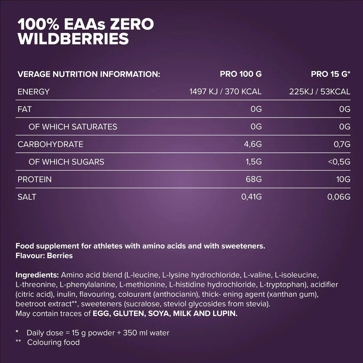 100% EAAs Zero | 500g, EAAS + Histidine - Qimia Nutrition