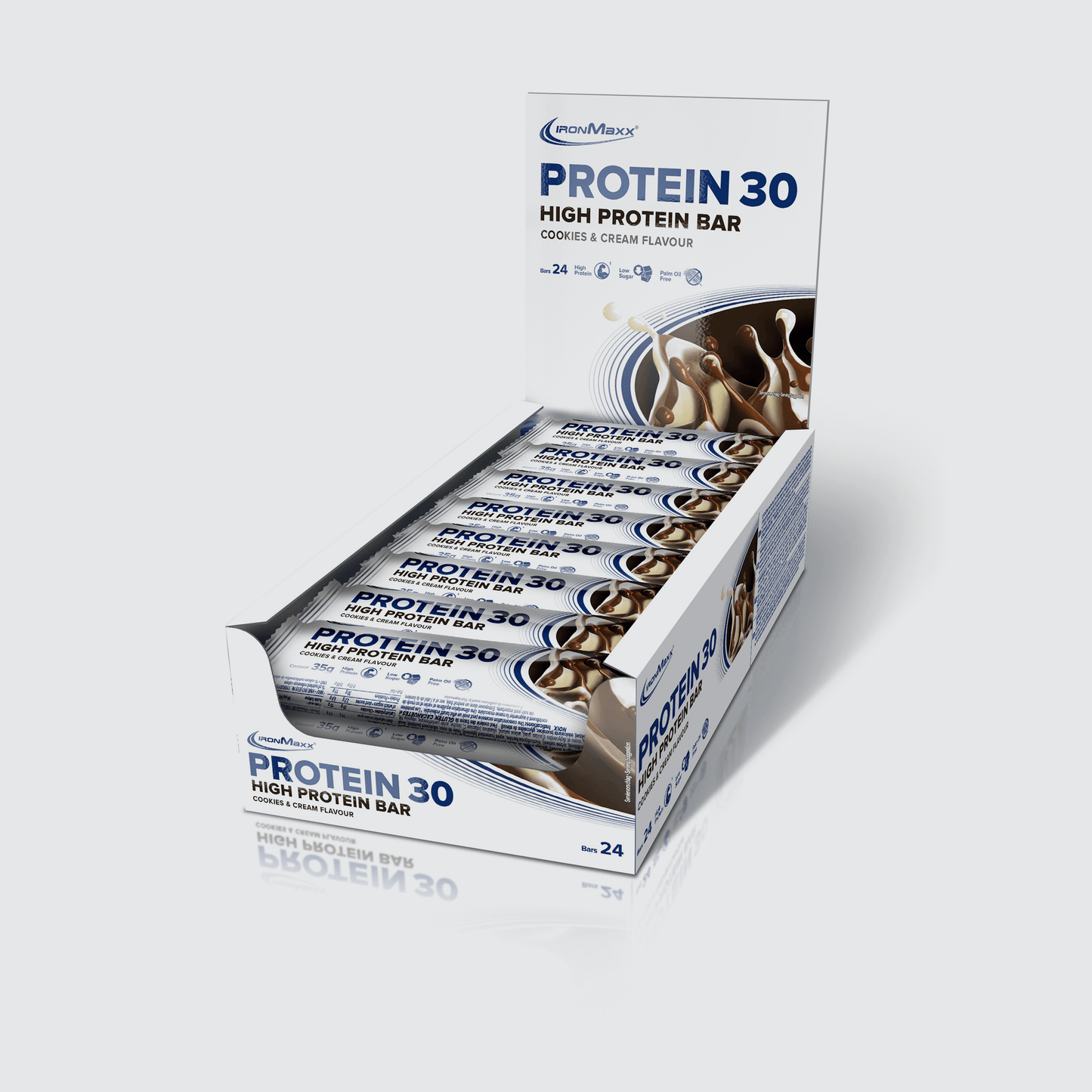 IRONMAXX PROTEIN 30 Bar | 24 x 35g | 30% Protein, Multiple Flavours, Low Sugar, Vitamin-Enriched - QIMIA NUTRITION