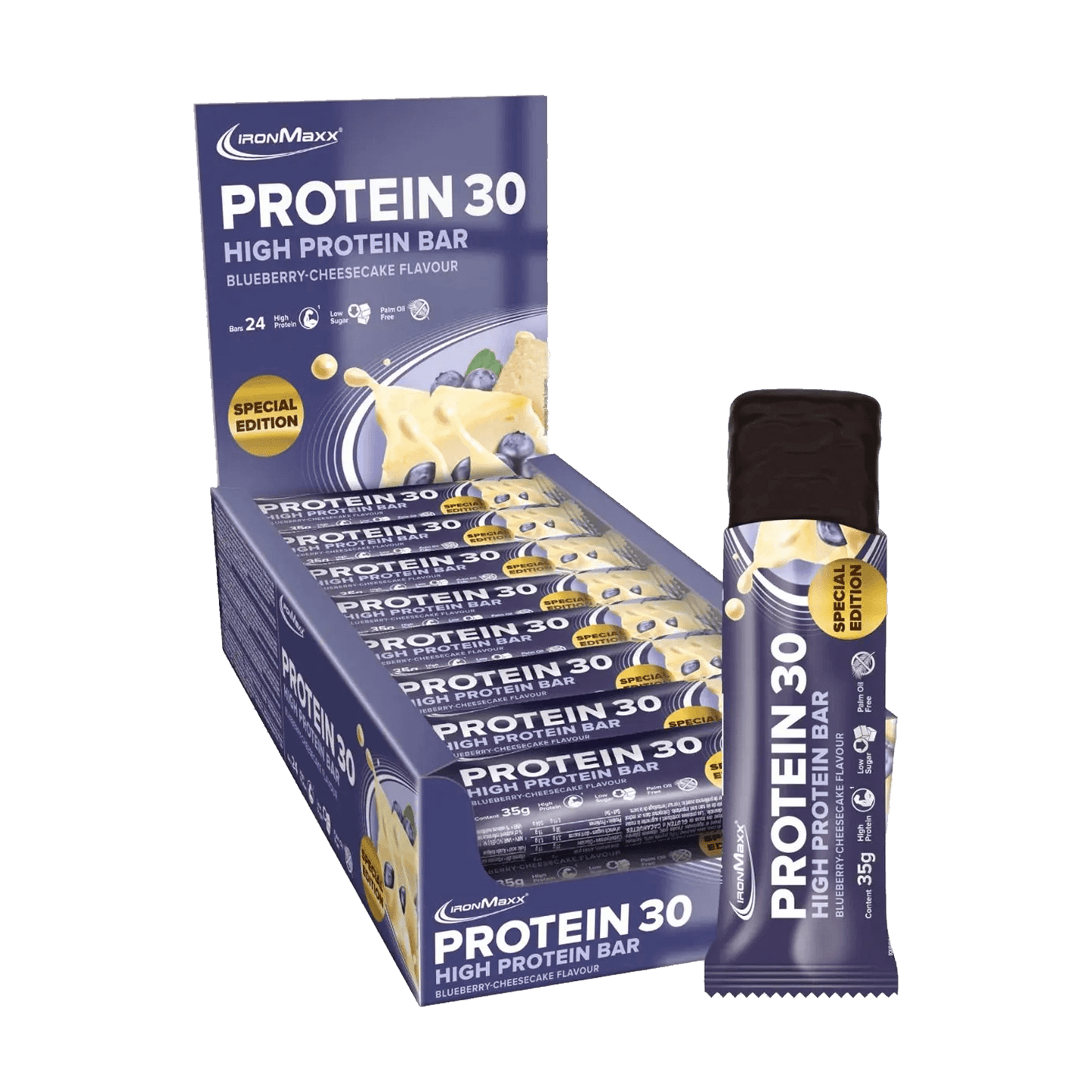 IRONMAXX PROTEIN 30 Bar | 24 x 35g | 30% Protein, Multiple Flavours, Low Sugar, Vitamin-Enriched - QIMIA NUTRITION