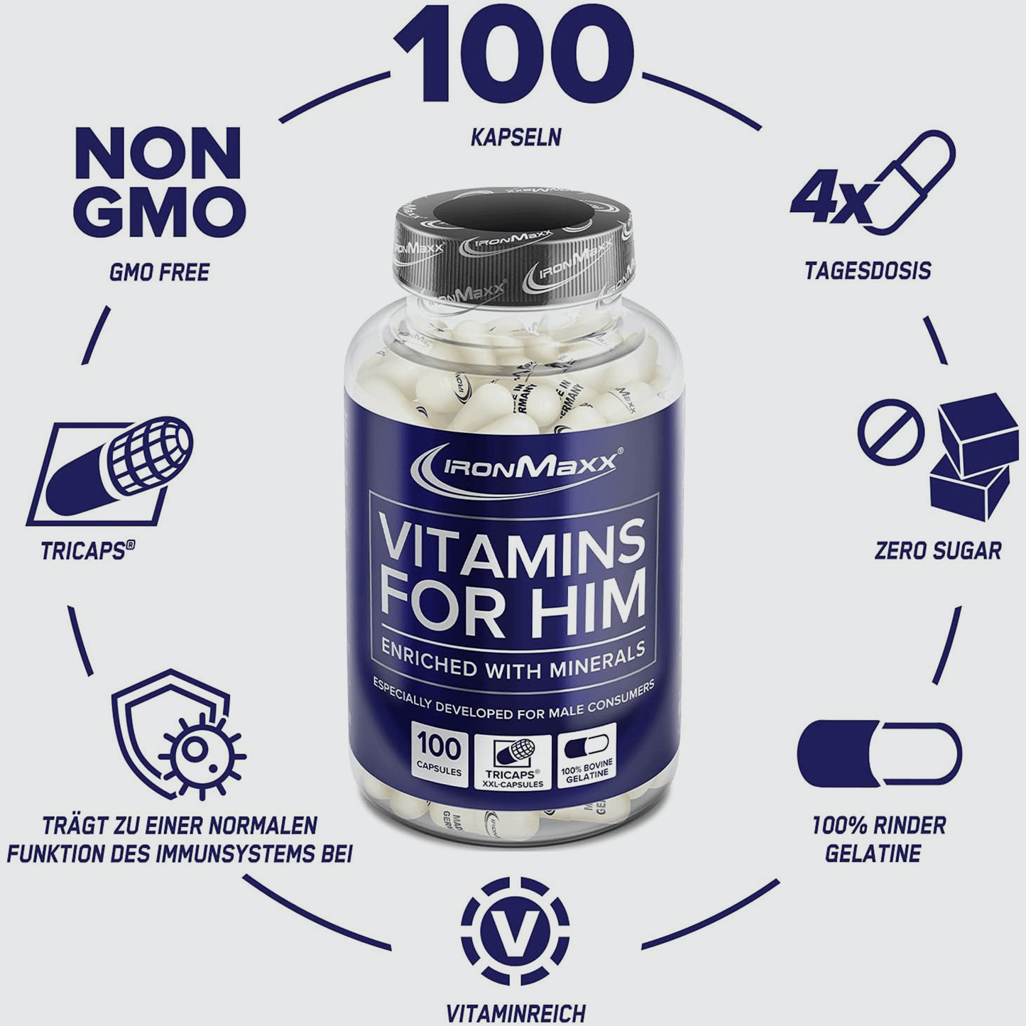 IRONMAXX Vitamins for Him | 100 caps - QIMIA NUTRITION