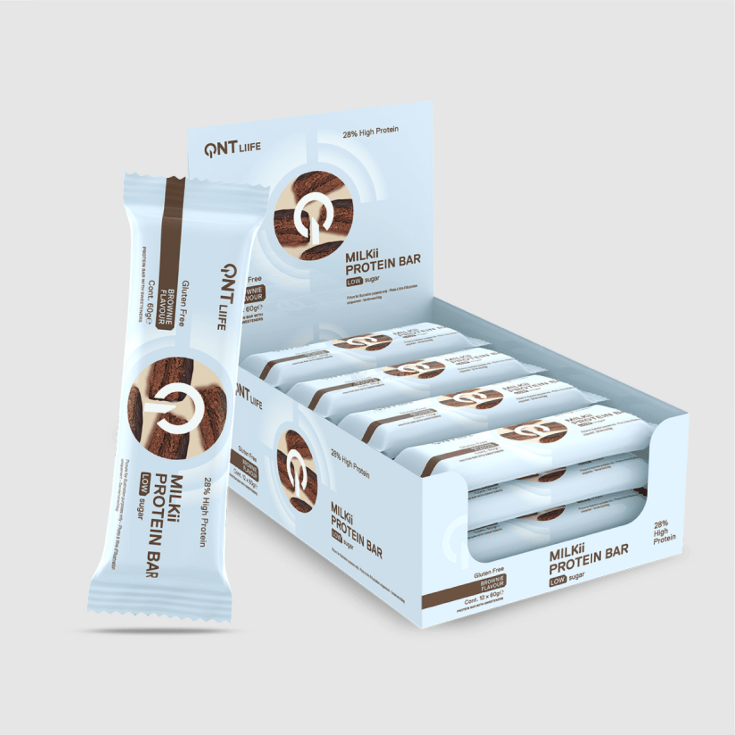 QNT MILKII PROTEIN BAR 60g | 16.8g Protein | Low Sugar, Gluten-Free - QIMIA NUTRITION