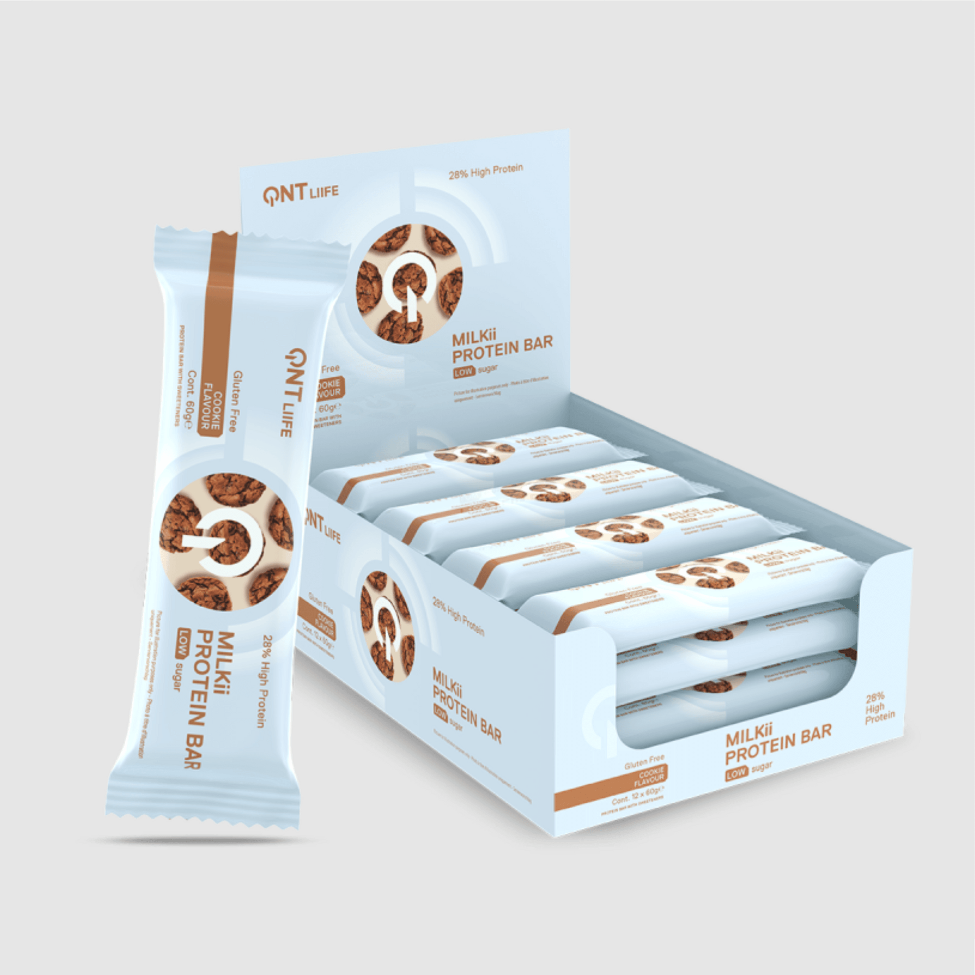 QNT MILKII PROTEIN BAR 60g | 16.8g Protein | Low Sugar, Gluten-Free - QIMIA NUTRITION