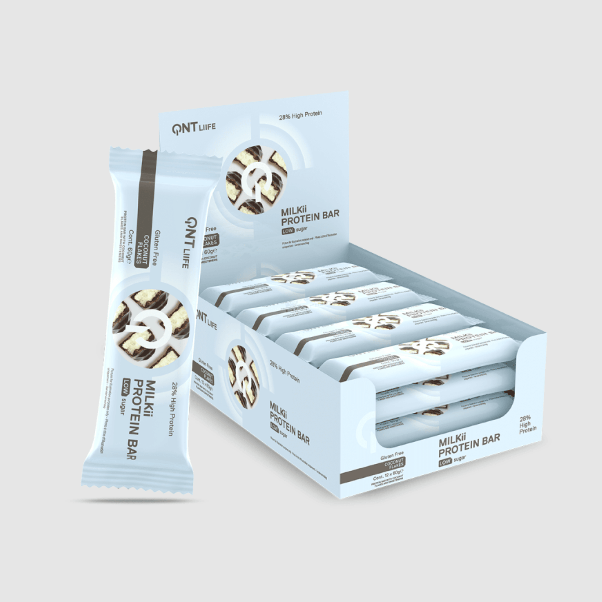 QNT MILKII PROTEIN BAR 60g | 16.8g Protein | Low Sugar, Gluten-Free - QIMIA NUTRITION