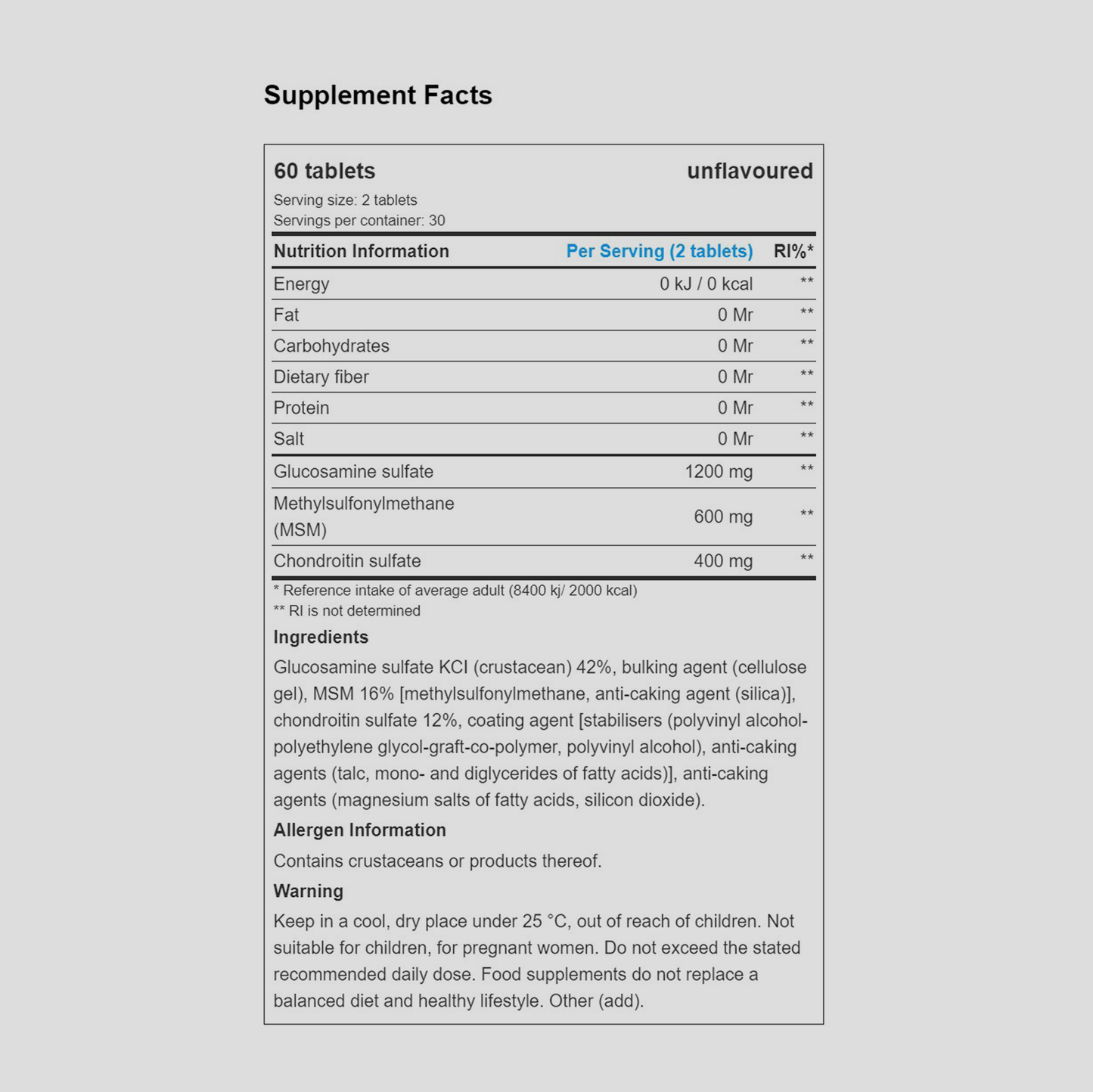 MSM Chondroitin Glucosamine | tablets
