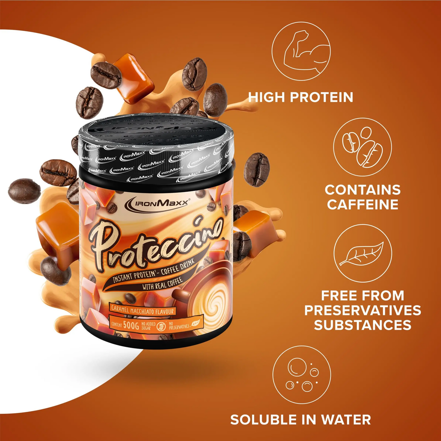 IRONMAXX Proteccino | 500g Tub by IRONMAXX - Premium PROTEINS available at Qimia Nutrition UAE