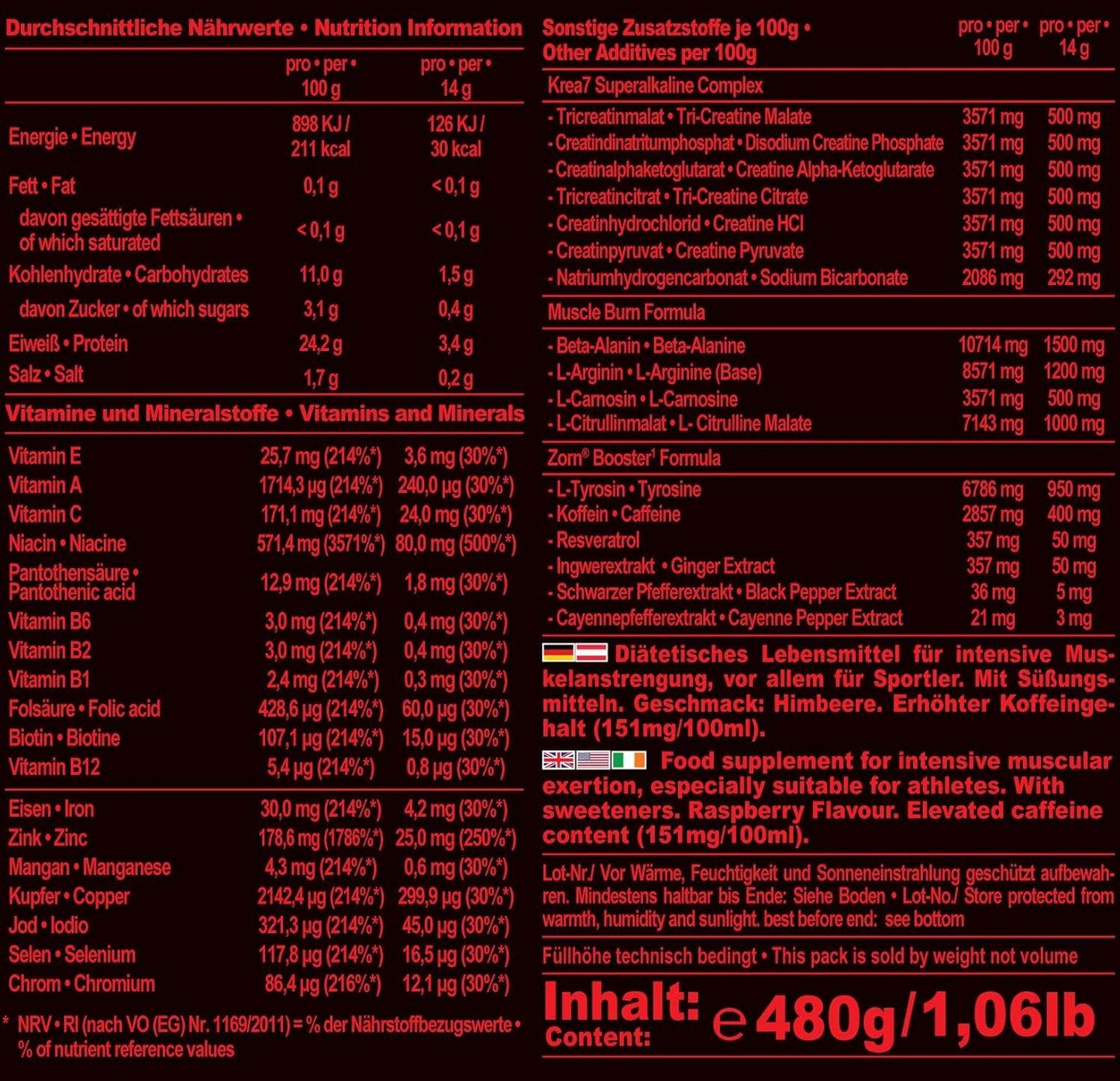 IRONMAXX Zorn® Booster | 480g powder - QIMIA NUTRITION