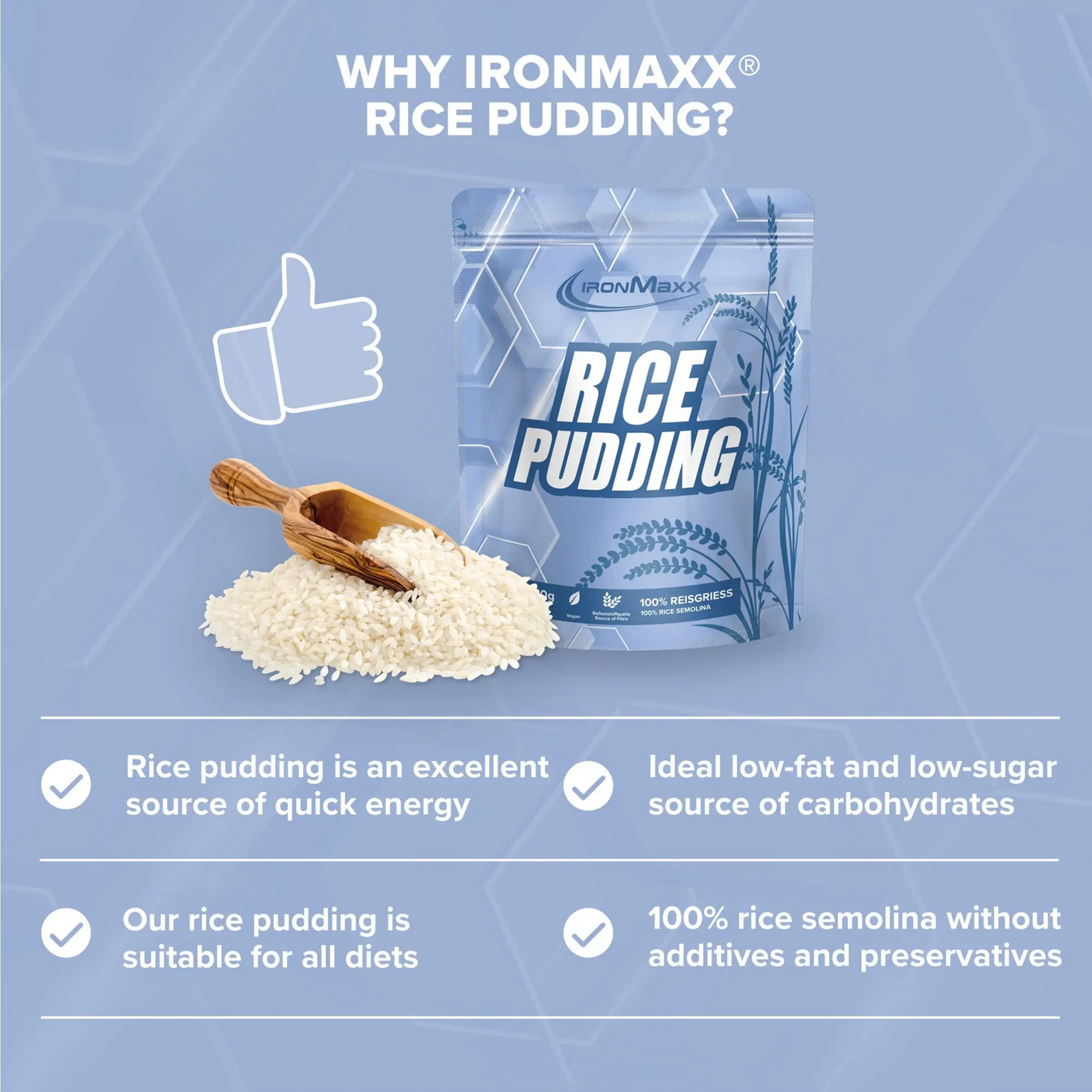 IRONMAXX Rice Pudding | 750g Bag by IRONMAXX - Premium HEALTHY FOODS available at Qimia Nutrition UAE