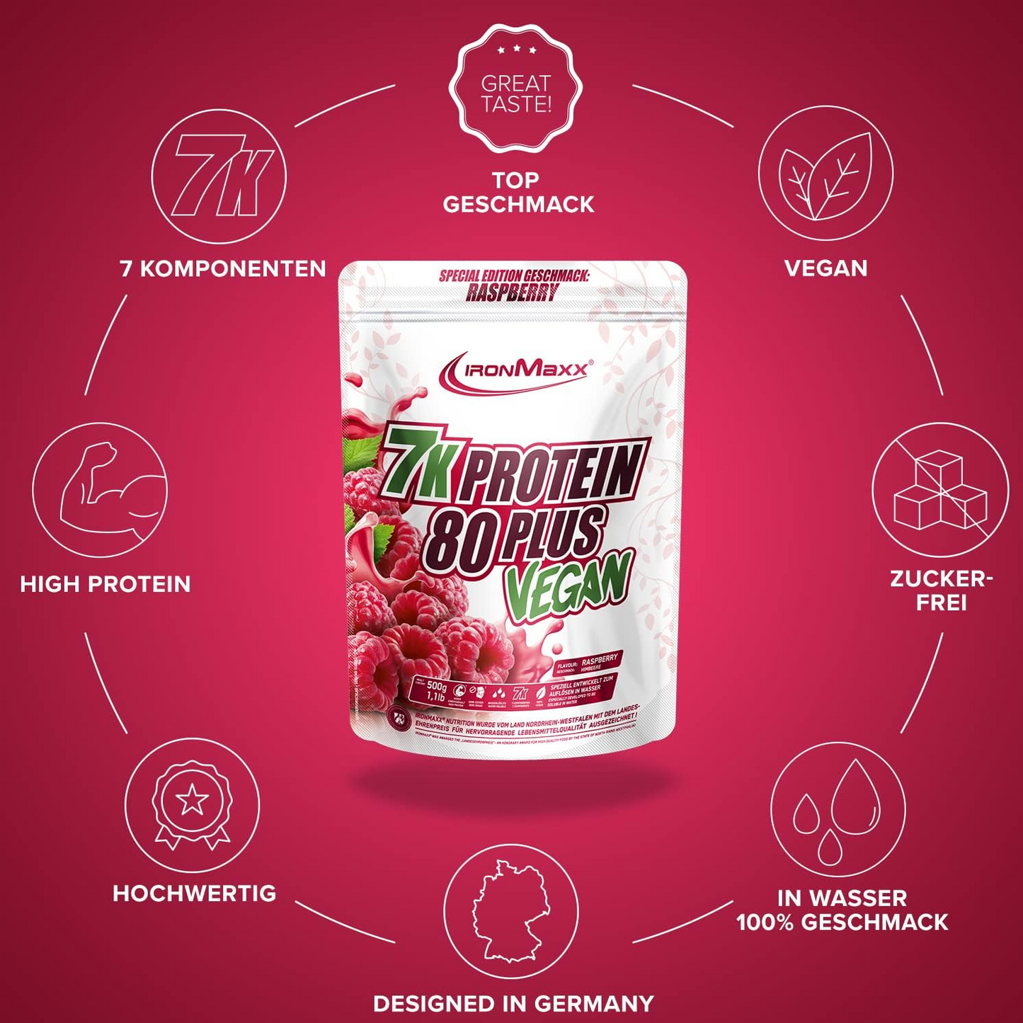 IRONMAXX VEGAN PROTEIN 7K - 80 PLUS | 500g by IRONMAXX - Premium VEGANS available at Qimia Nutrition UAE